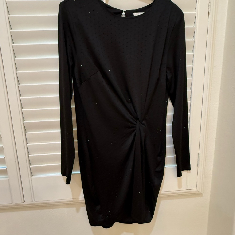 H&M  Black Long Sleeve Twist Front Dress with Sparkle